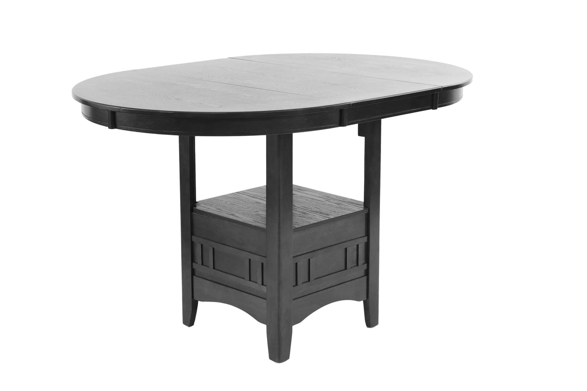Counter Height Table – Built in Leaf + Under-Table Shelf – Gray (F2401)