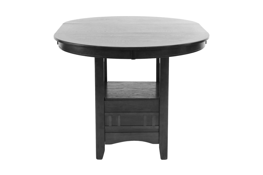 Counter Height Table – Built in Leaf + Under-Table Shelf – Gray (F2401)