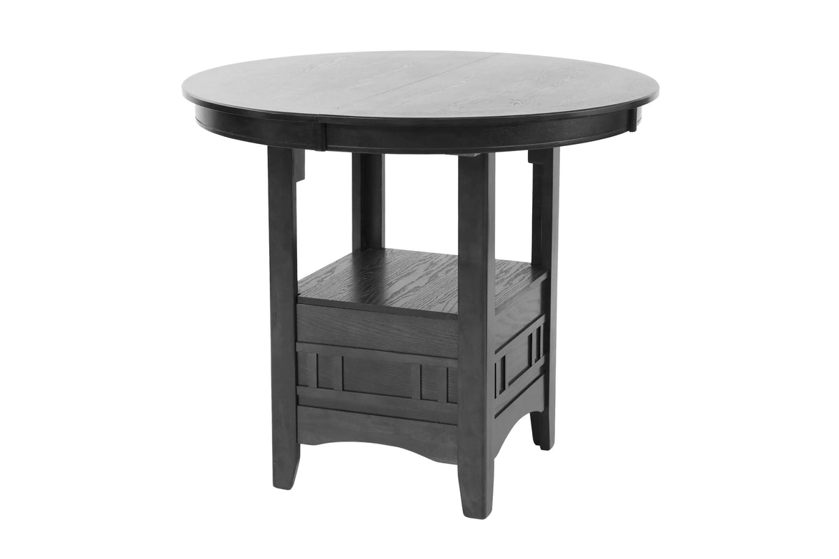 Counter Height Table – Built in Leaf + Under-Table Shelf – Gray (F2401)