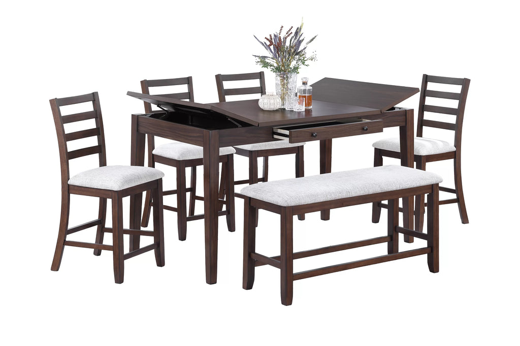 Counter Height Table – Lift-Top Storage & Drawer (F2423)