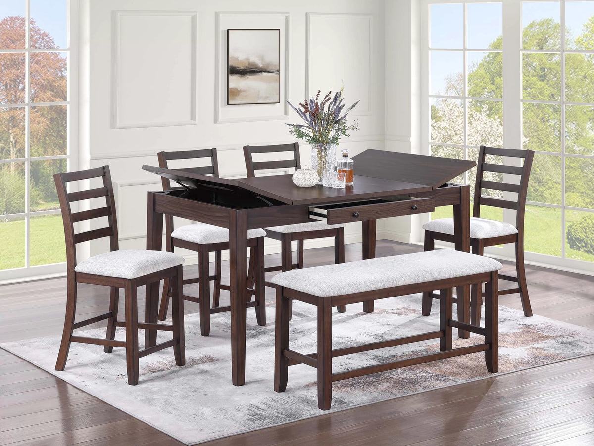 Counter Height Table – Lift-Top Storage & Drawer (F2423)