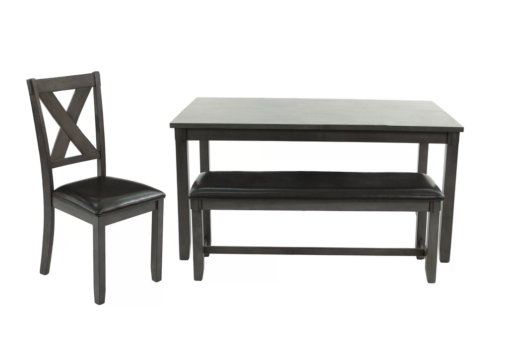 6-Piece Dining Set – Table + 4 Chairs + Bench – Gray (F2548)