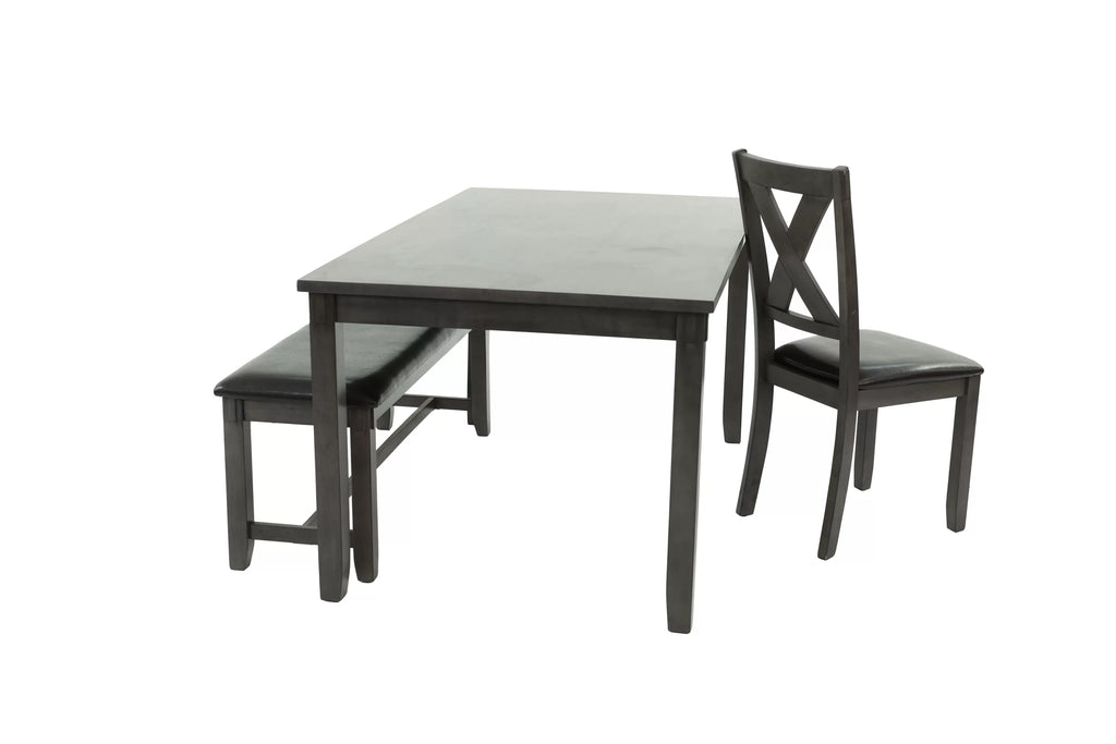 6-Piece Dining Set – Table + 4 Chairs + Bench – Gray (F2548)