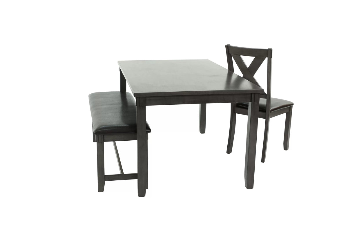 6-Piece Dining Set – Table + 4 Chairs + Bench – Gray (F2548)