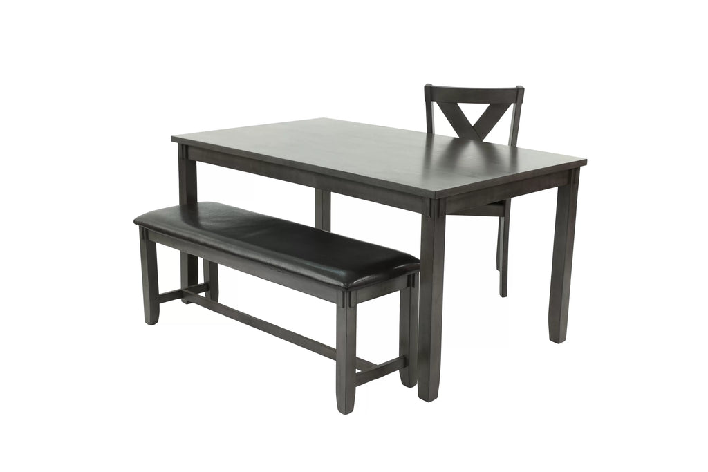 6-Piece Dining Set – Table + 4 Chairs + Bench – Gray (F2548)