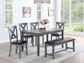 6-Piece Dining Set – Table + 4 Chairs + Bench – Gray (F2548)