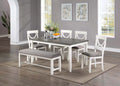 6-Pc Dining Set – Table + 4 Chairs + Bench – White (F2562)