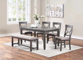 6-Pc Dining Set – Table + 4 Chairs + Bench – Gray (F2563)