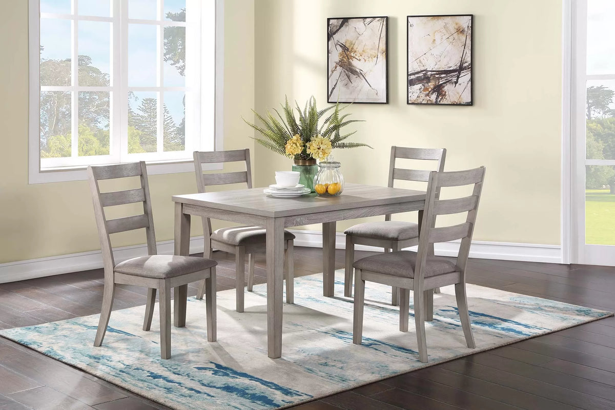 5-Piece Dining Set – Table + 4 Chairs – Gray (F2602)