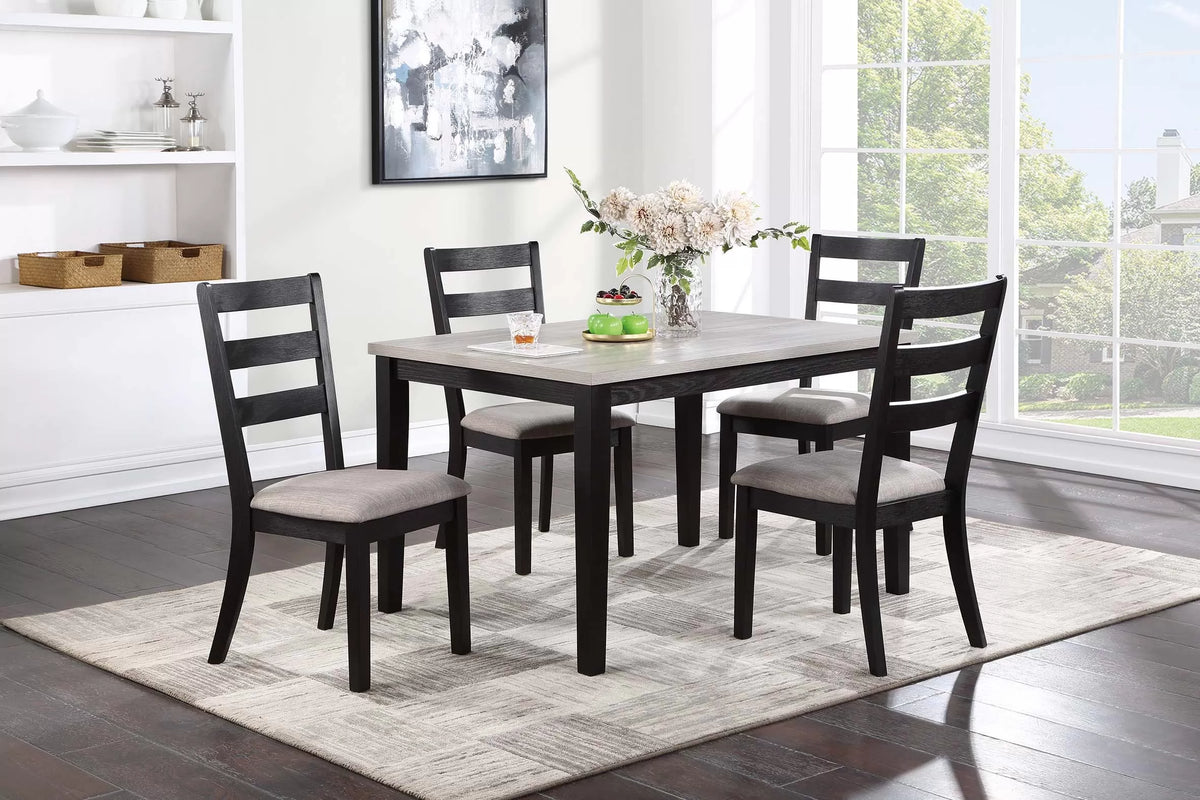 5-Piece Dining Set – Table + 4 Chairs – Black (F2603)