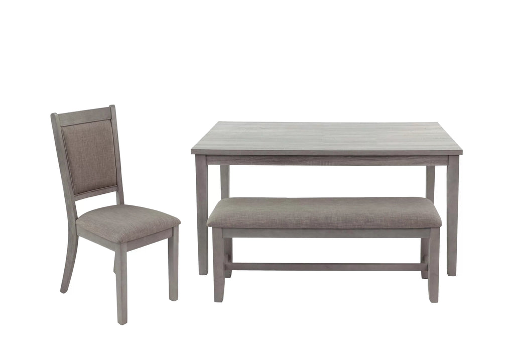 6-Piece Dining Set – Table + 4 Chairs + Bench – Gray (F2606)