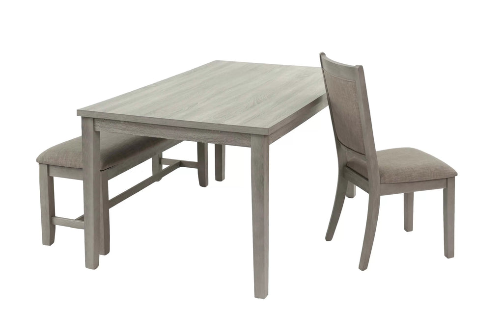 6-Piece Dining Set – Table + 4 Chairs + Bench – Gray (F2606)