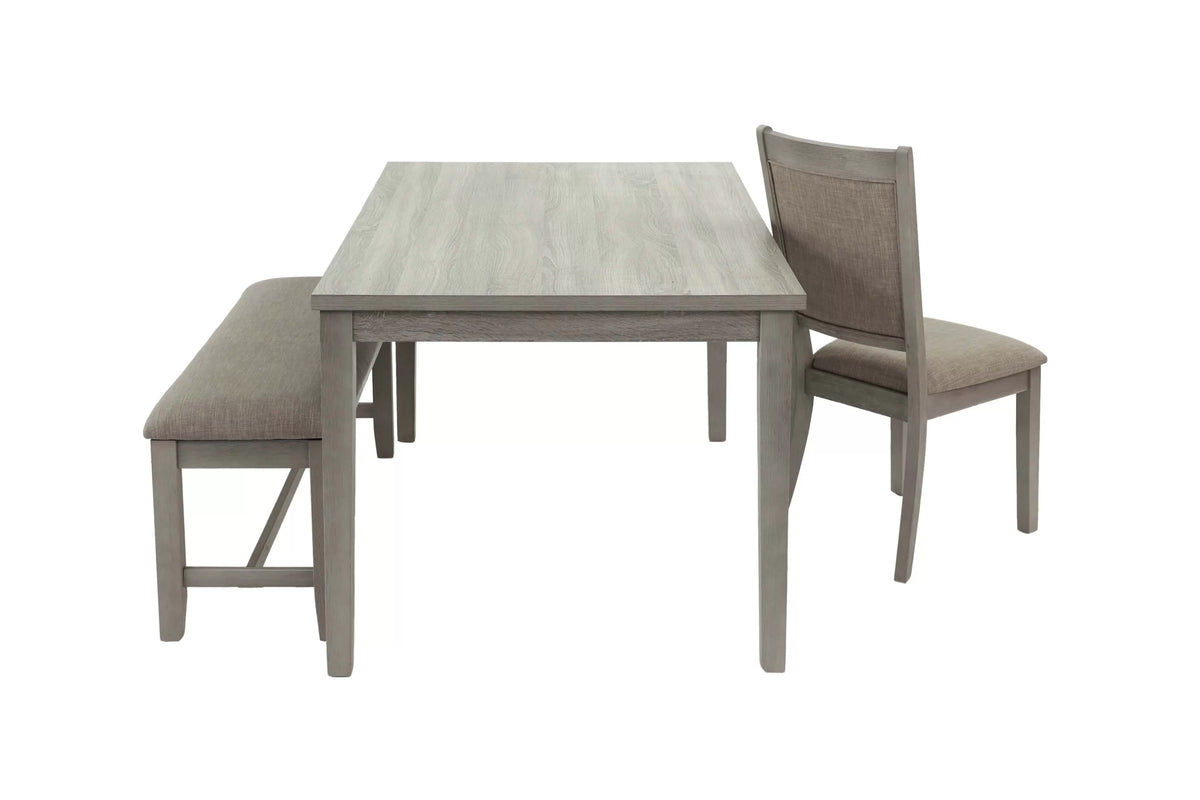 6-Piece Dining Set – Table + 4 Chairs + Bench – Gray (F2606)