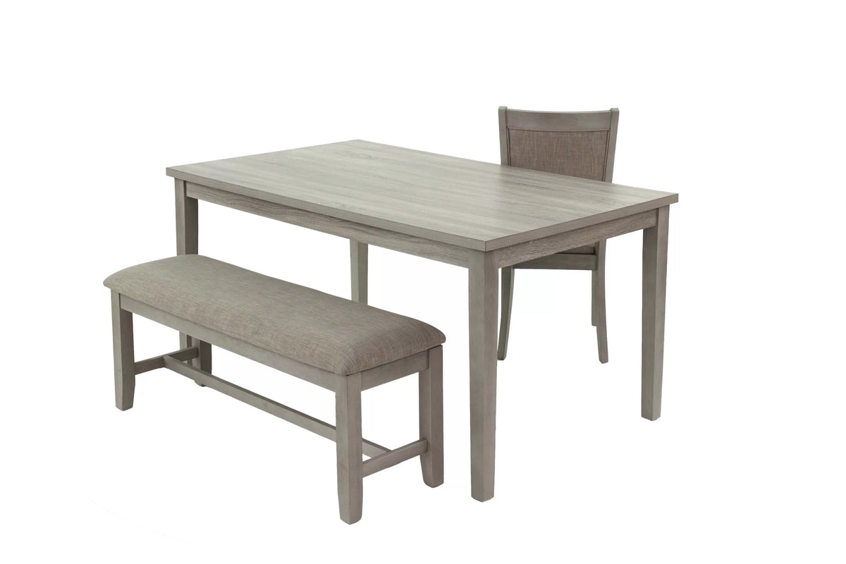 6-Piece Dining Set – Table + 4 Chairs + Bench – Gray (F2606)