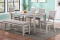 6-Piece Dining Set – Table + 4 Chairs + Bench – Gray (F2606)