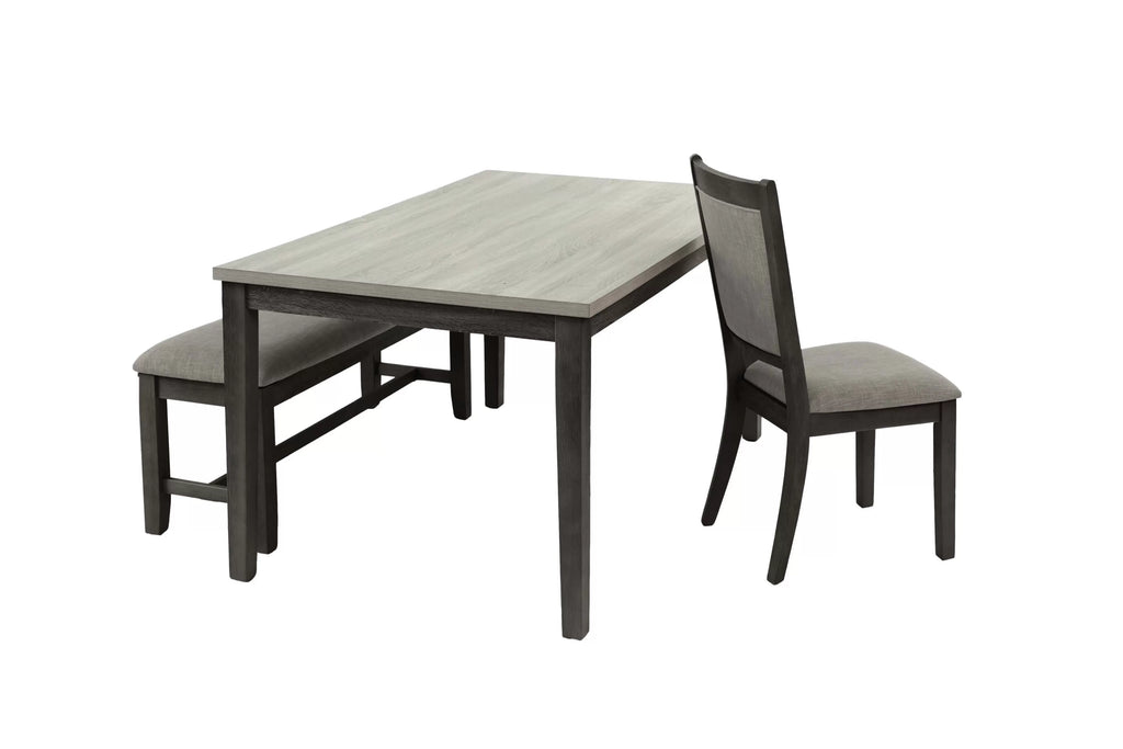 6-Piece Dining Set – Table + 4 Chairs + Bench – Espresso (F2607)