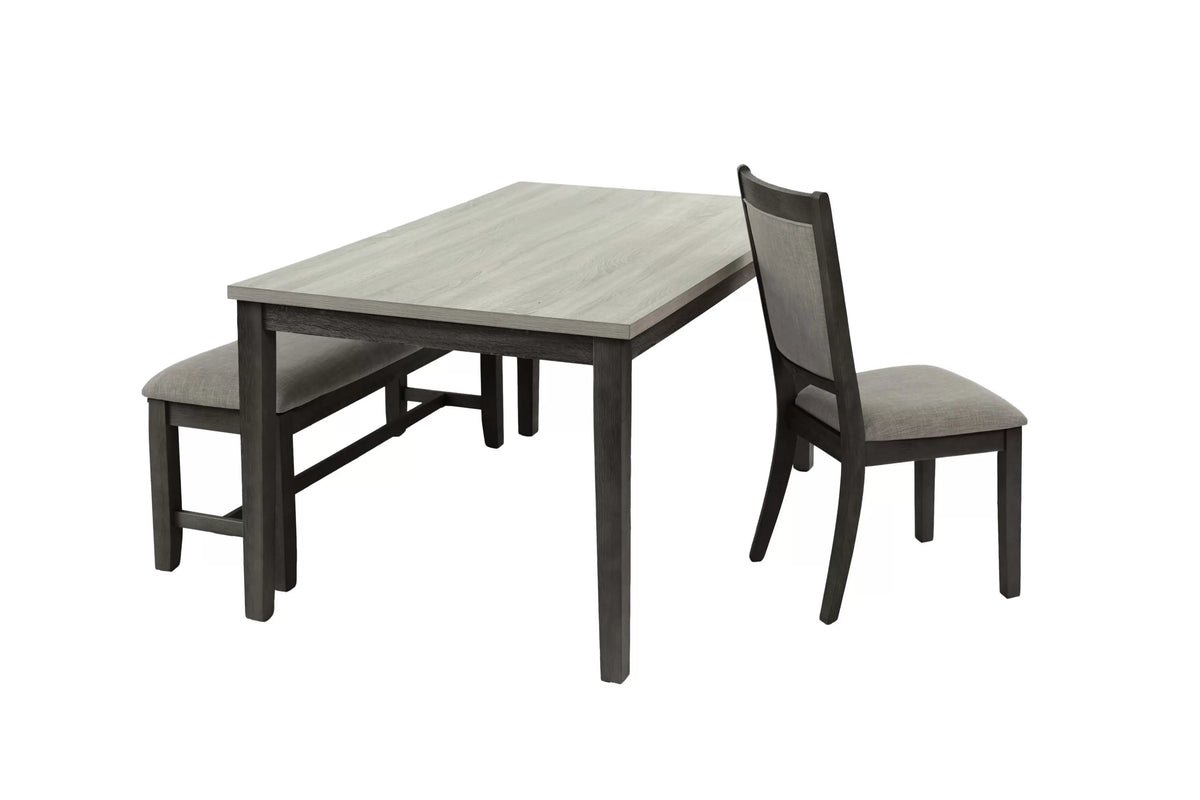 6-Piece Dining Set – Table + 4 Chairs + Bench – Espresso (F2607)