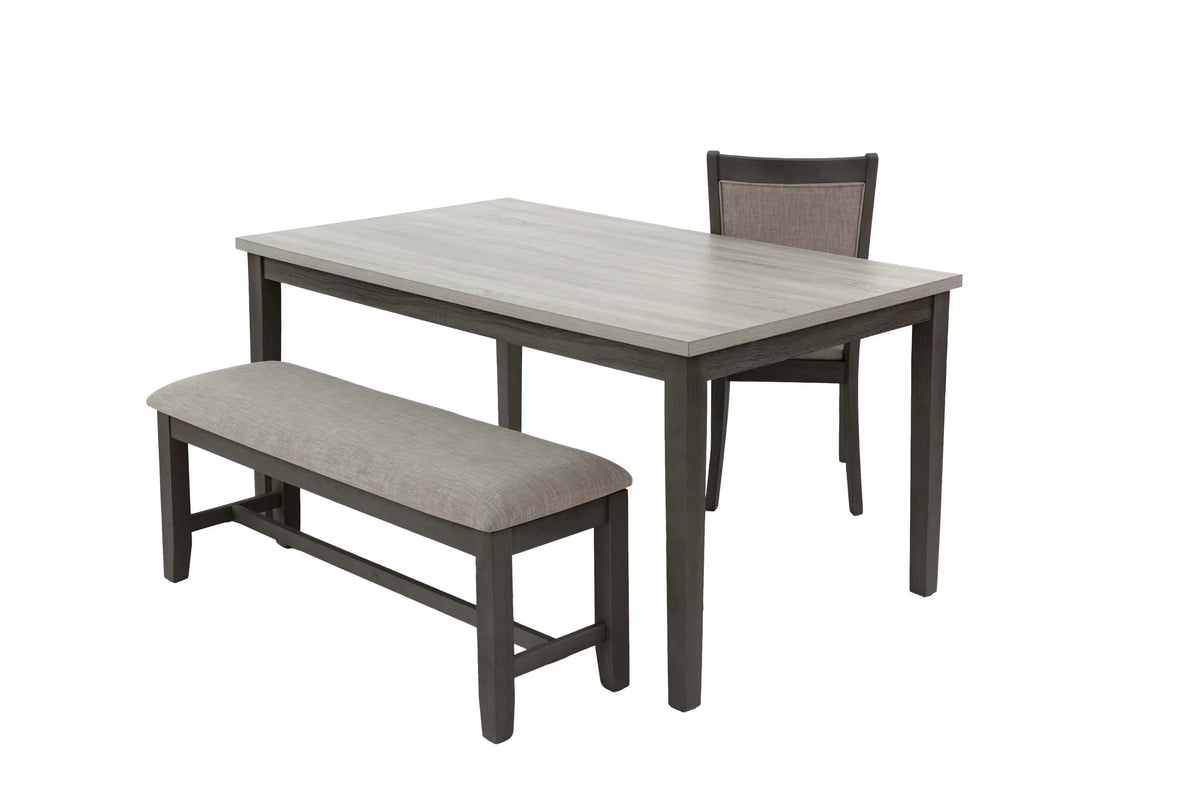6-Piece Dining Set – Table + 4 Chairs + Bench – Espresso (F2607)