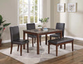 5-Piece Dining Set – Table + 3 Chairs + Bench – Espresso (F2614)