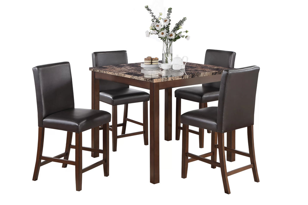 5-Piece Counter Height Dining Set – Table + 4 Chairs – Espresso (F2615)