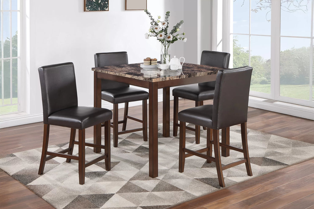5-Piece Counter Height Dining Set – Table + 4 Chairs – Espresso (F2615)