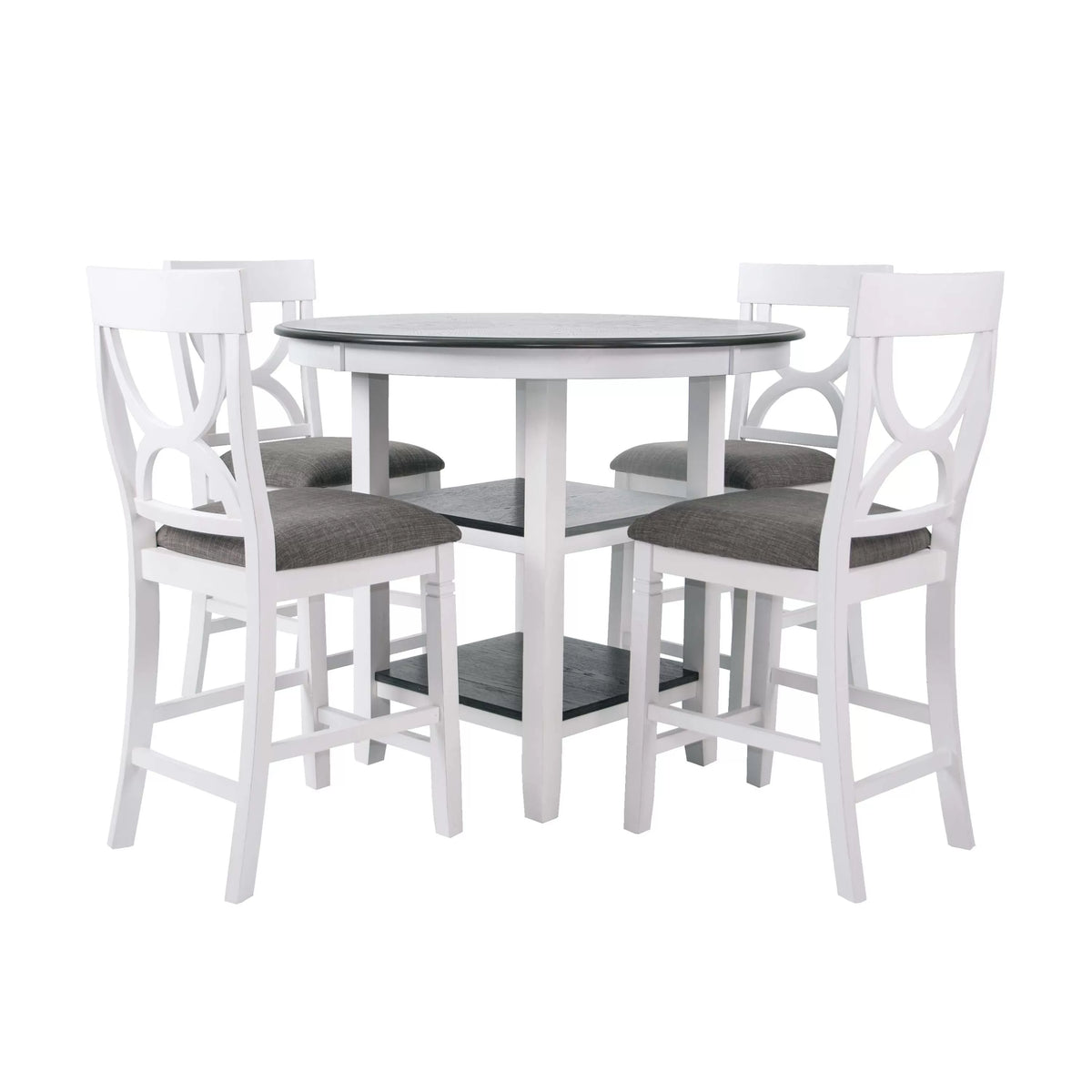 5-Piece Counter Height Dining Set – Table + 4 Chairs – White (F2625)