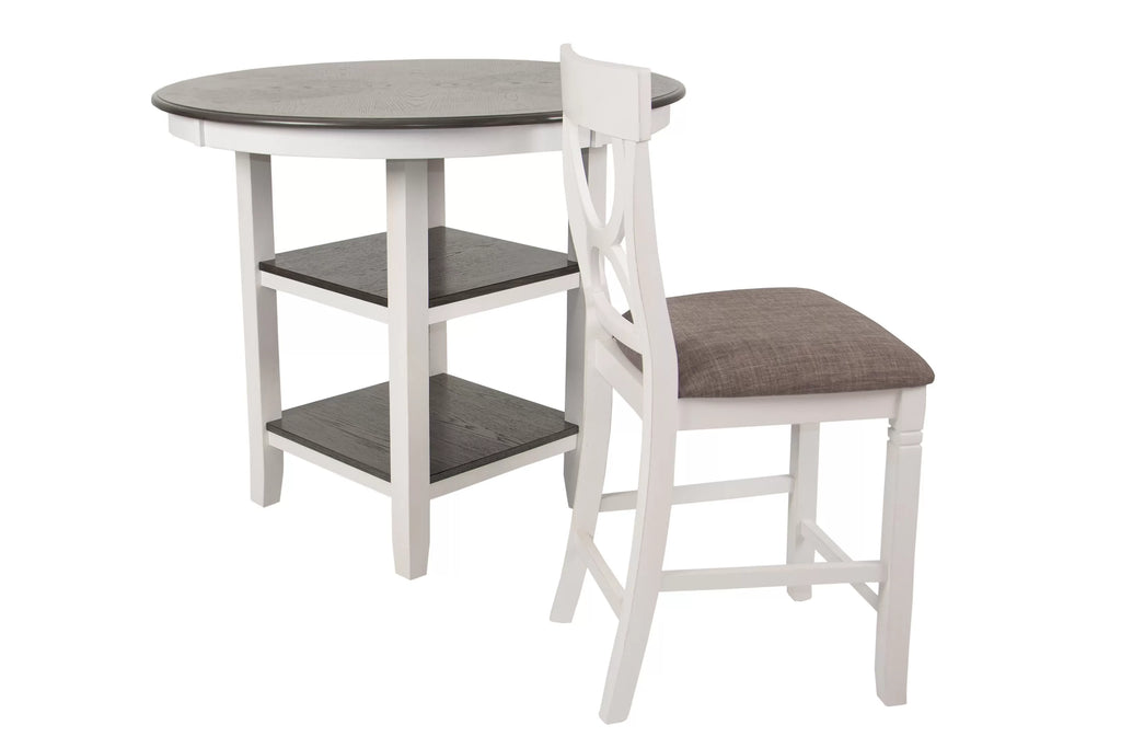 5-Piece Counter Height Dining Set – Table + 4 Chairs – White (F2625)