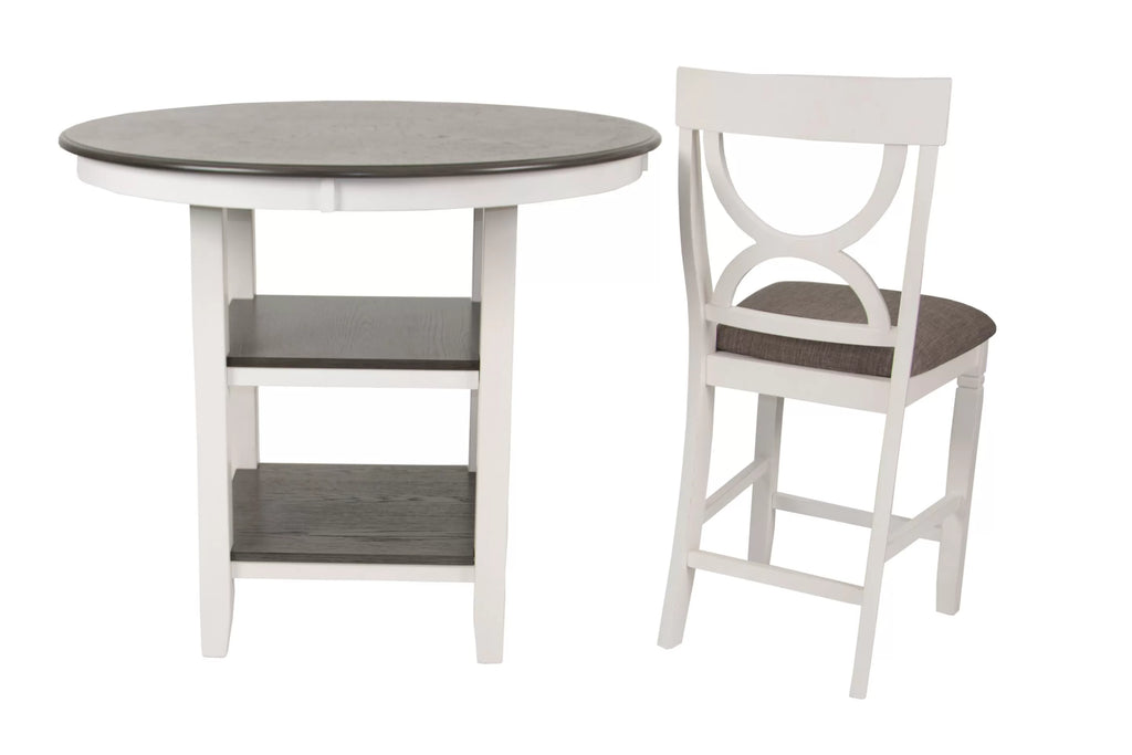 5-Piece Counter Height Dining Set – Table + 4 Chairs – White (F2625)