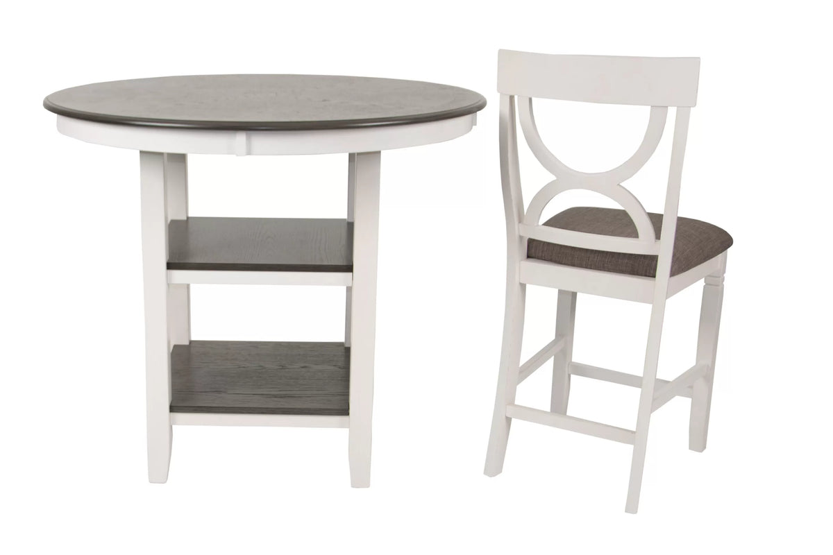 5-Piece Counter Height Dining Set – Table + 4 Chairs – White (F2625)