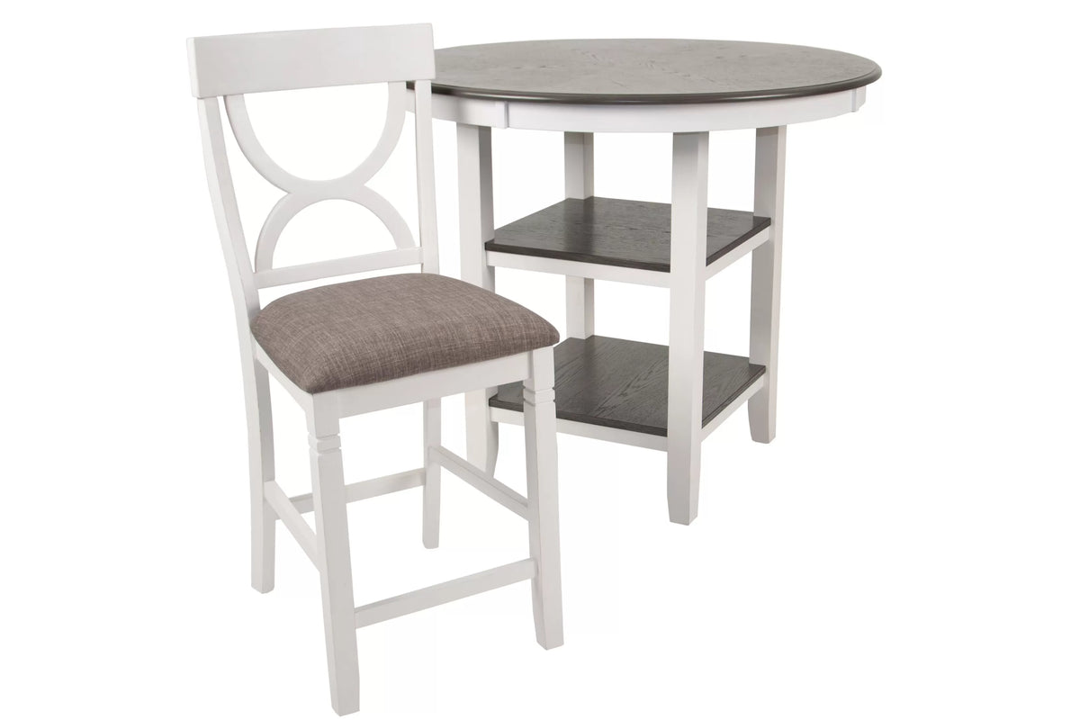 5-Piece Counter Height Dining Set – Table + 4 Chairs – White (F2625)