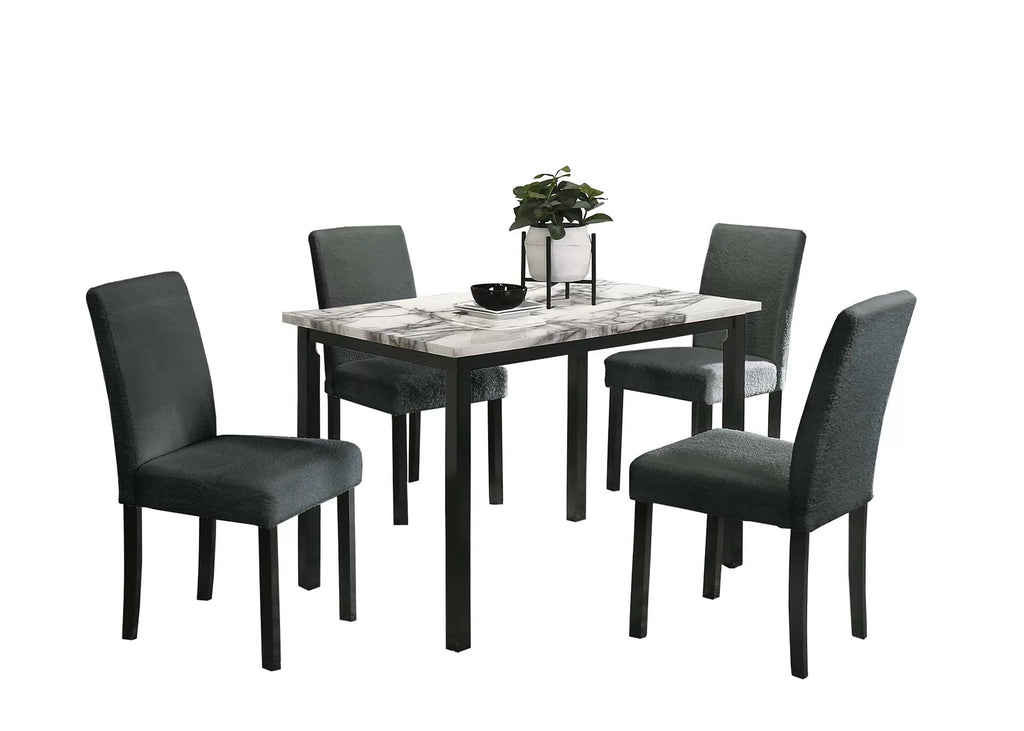5-Piece Dining Set – Table + 4 Chairs – Charcoal (F2628)