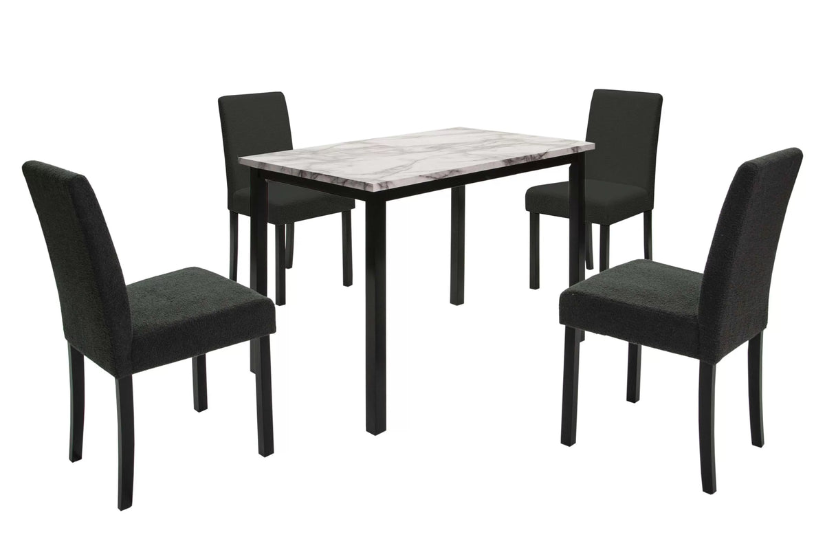 5-Piece Dining Set – Table + 4 Chairs – Charcoal (F2628)