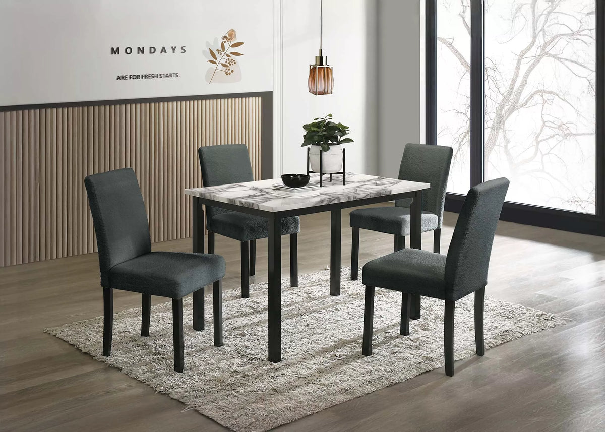 5-Piece Dining Set – Table + 4 Chairs – Charcoal (F2628)