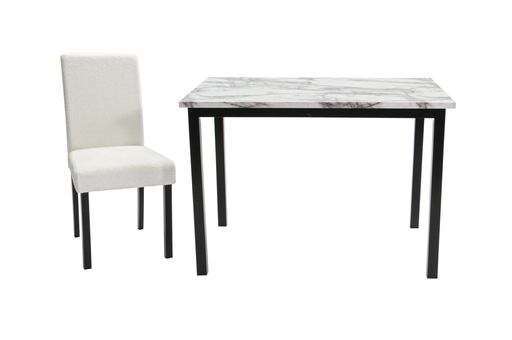 5-Piece Dining Set – Table + 4 Chairs – White (F2629)