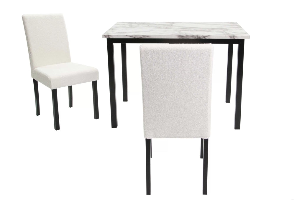 5-Piece Dining Set – Table + 4 Chairs – White (F2629)