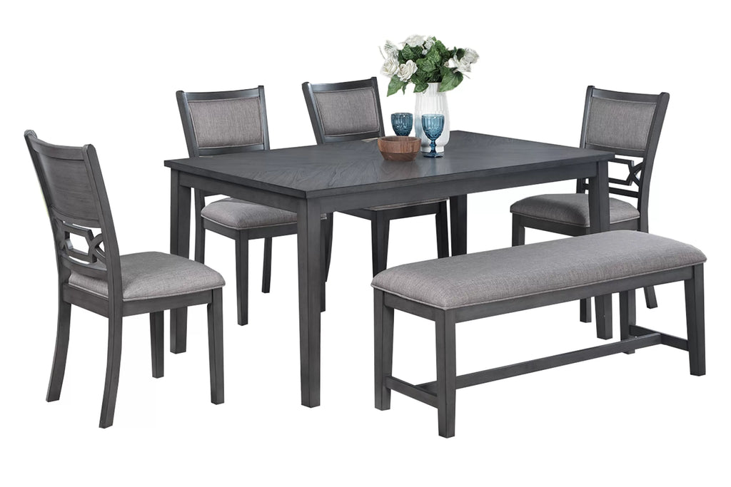 6-Piece Dining Set – Table + 4 Chairs + Bench (F2634)