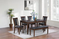 6-Piece Dining Set – Table + 4 Chairs + Bench (F2635)