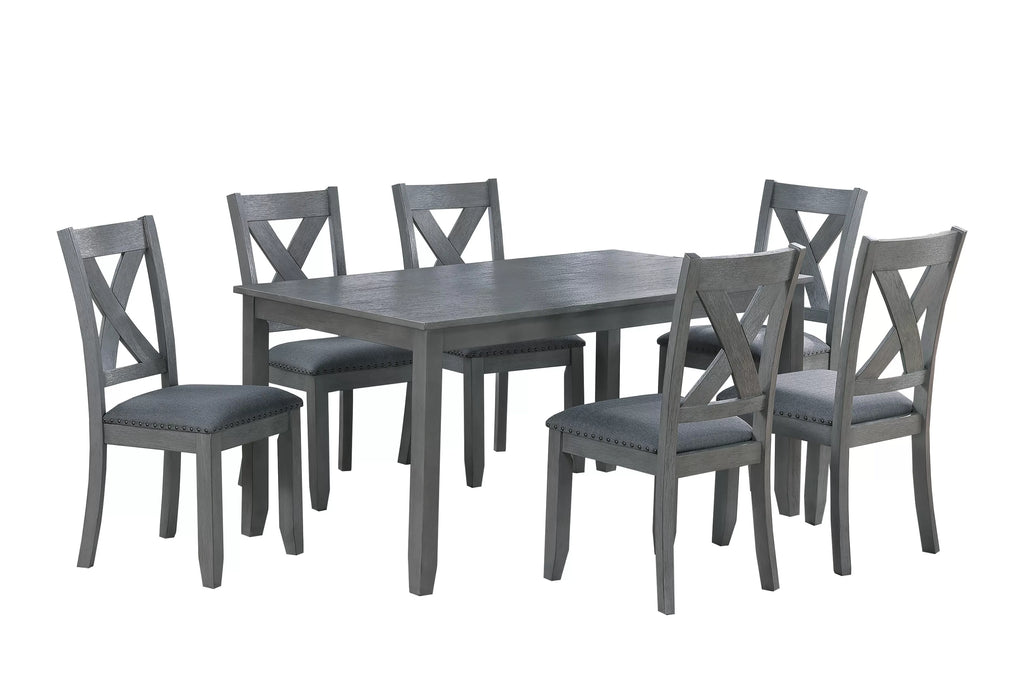 7-Piece Dining Set – Table + 6 Chairs (F2638)
