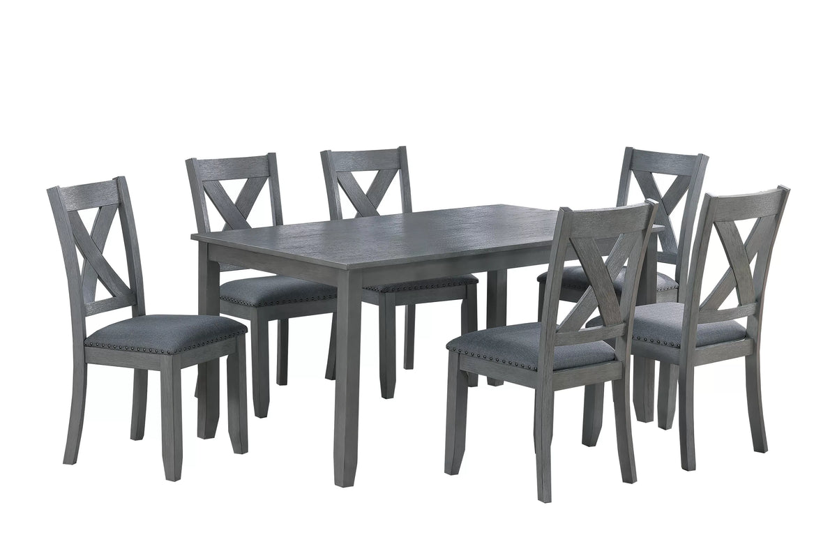 7-Piece Dining Set – Table + 6 Chairs (F2638)