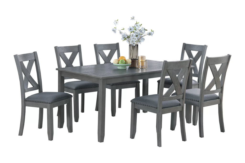 7-Piece Dining Set – Table + 6 Chairs (F2638)
