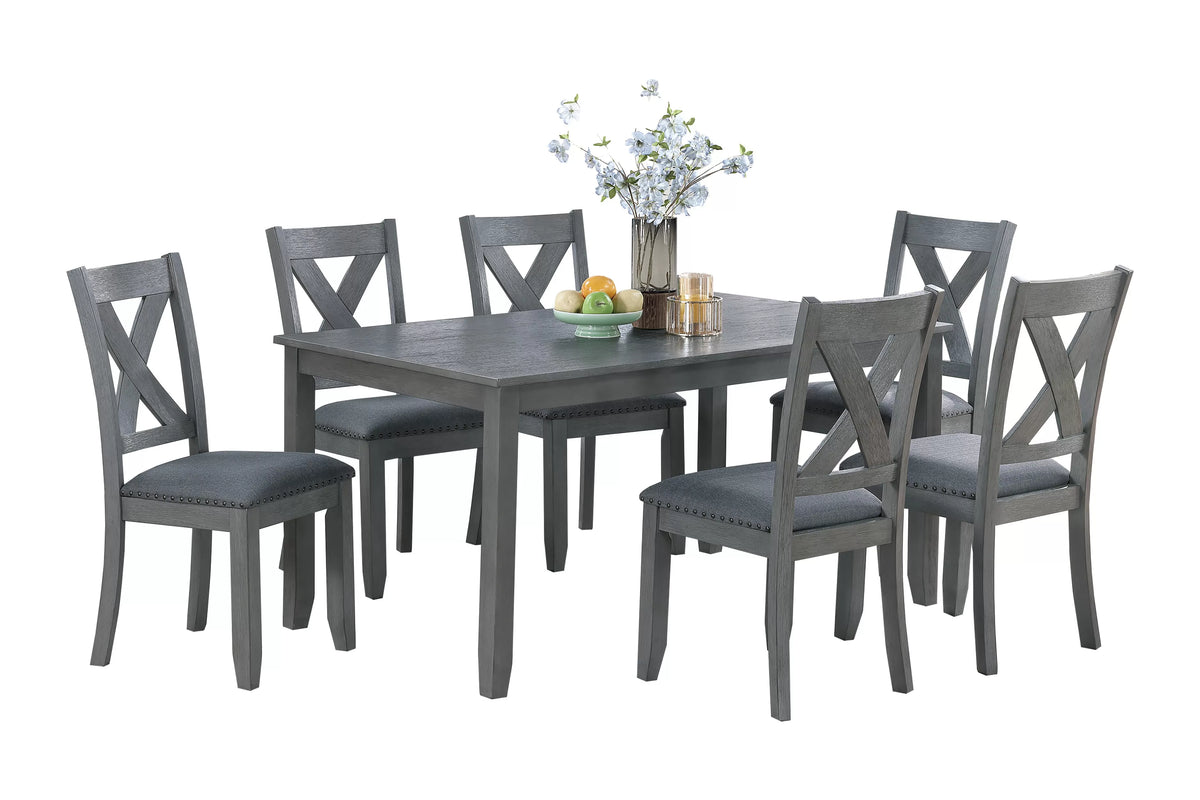 7-Piece Dining Set – Table + 6 Chairs (F2638)