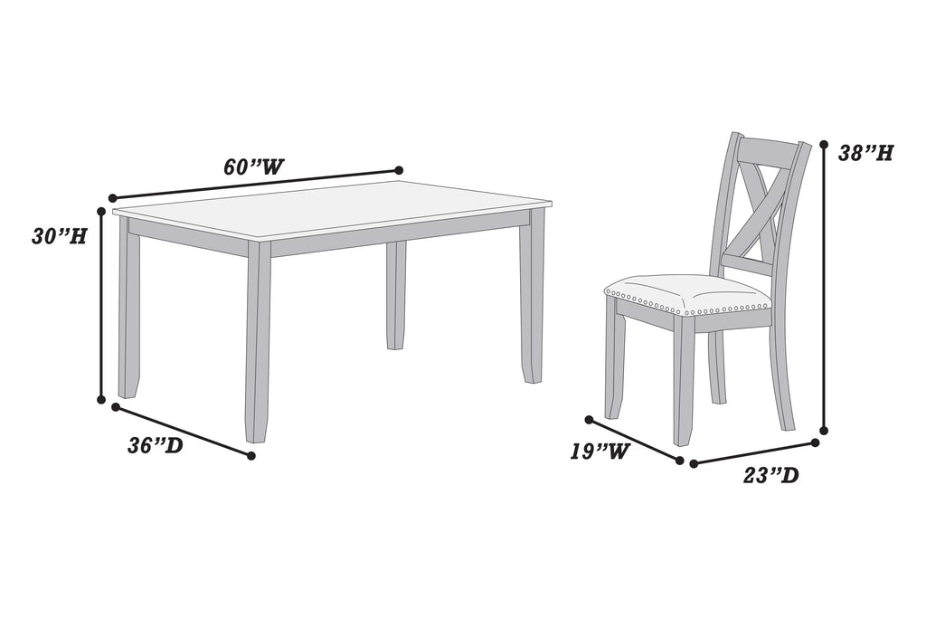 7-Piece Dining Set – Table + 6 Chairs (F2638)