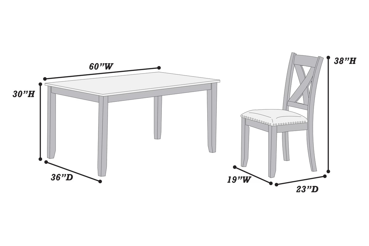 7-Piece Dining Set – Table + 6 Chairs (F2638)