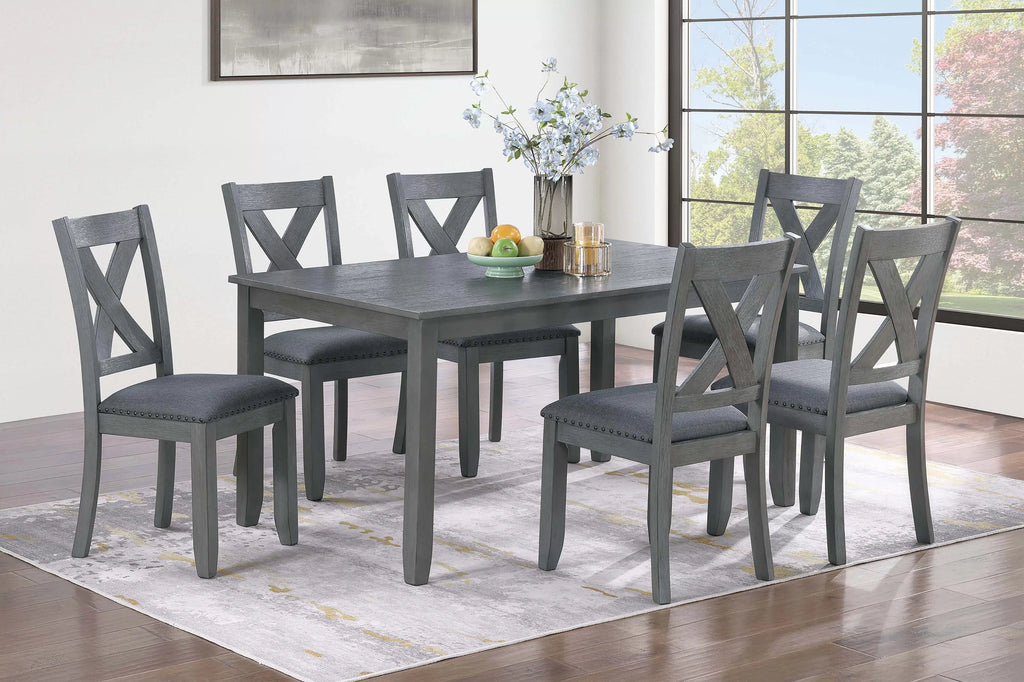 7-Piece Dining Set – Table + 6 Chairs (F2638)