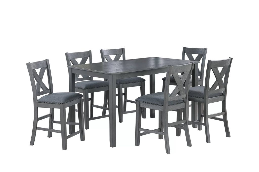 7-Piece Counter Height Dining Set – Table + 6 Chairs (F2639)