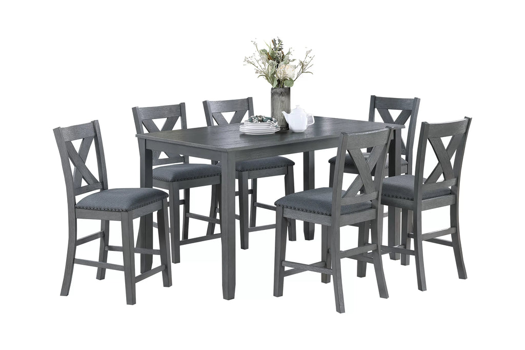 7-Piece Counter Height Dining Set – Table + 6 Chairs (F2639)