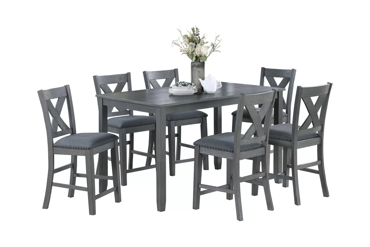 7-Piece Counter Height Dining Set – Table + 6 Chairs (F2639)