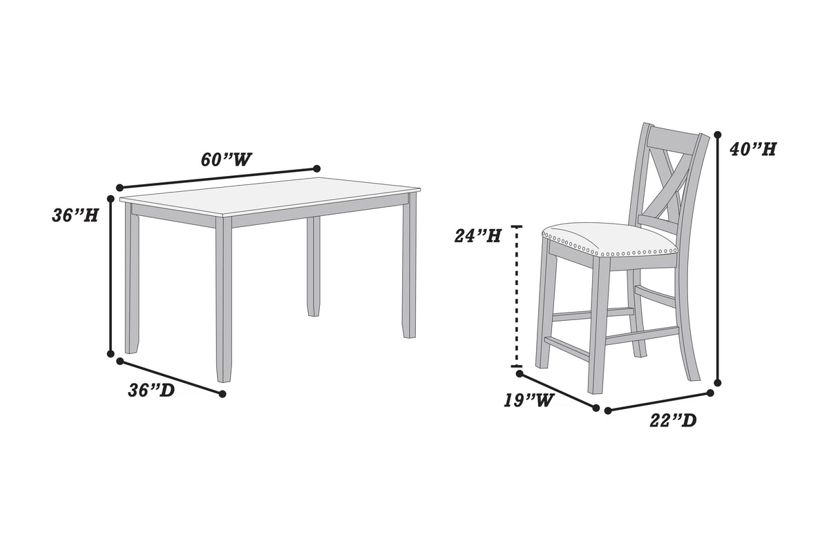 7-Piece Counter Height Dining Set – Table + 6 Chairs (F2639)