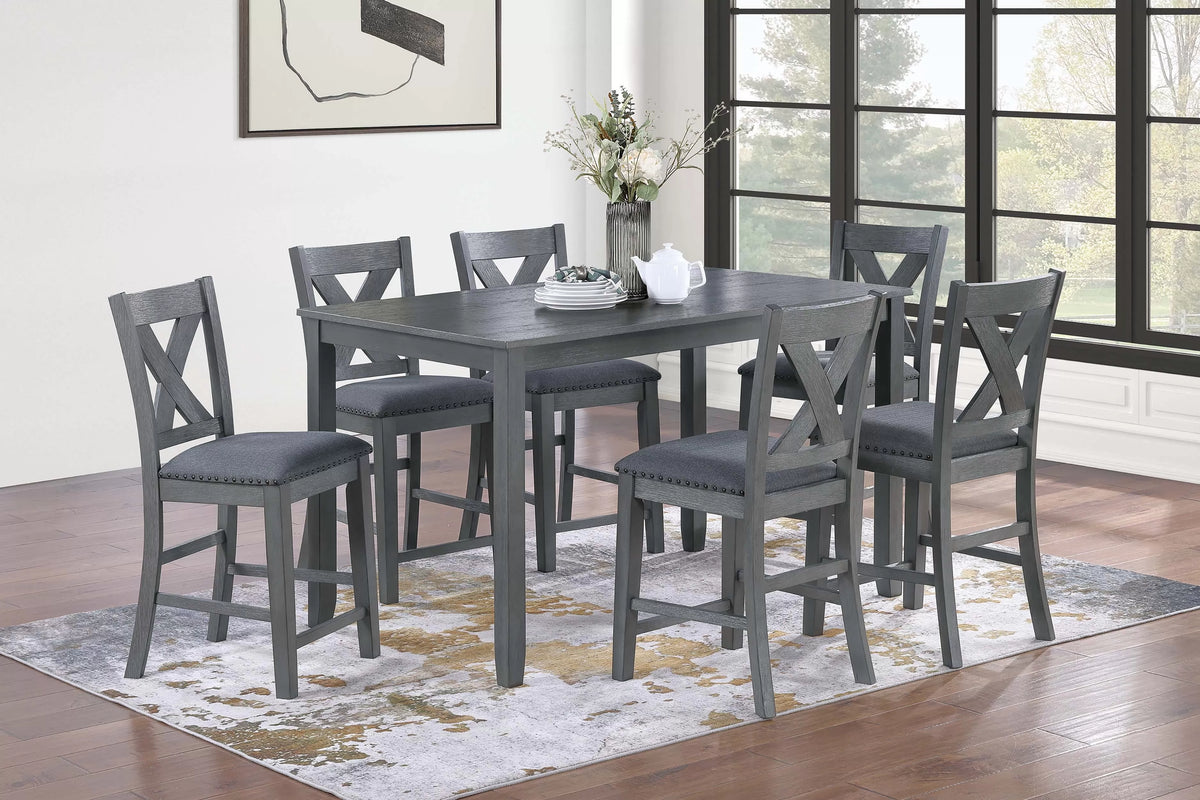 7-Piece Counter Height Dining Set – Table + 6 Chairs (F2639)