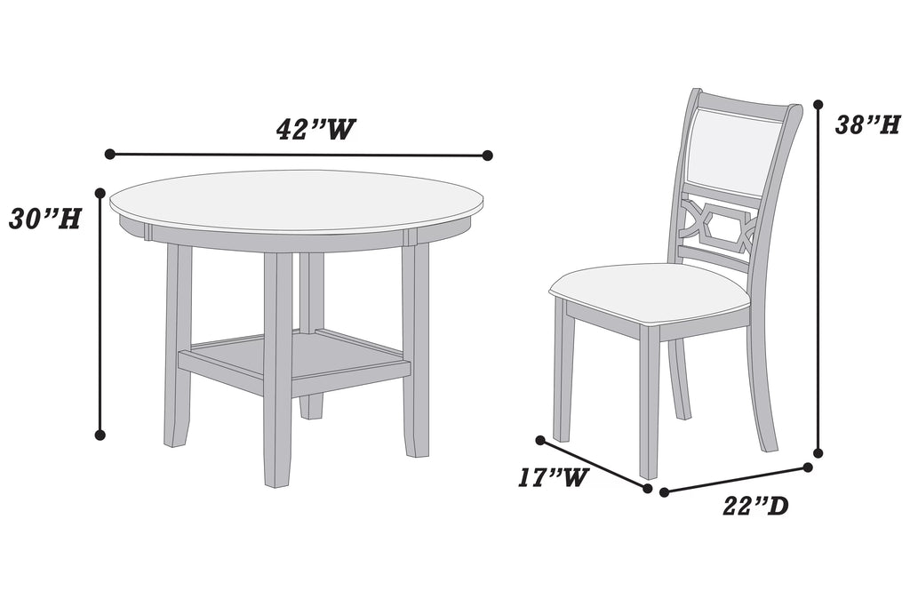 5-Piece Dining Set – Table + 4 Chairs (F2640)